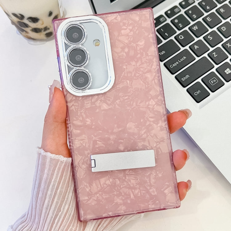 Plating Glitter Texture Fold Holder TPU Phone Case with Lens Film, Series 11