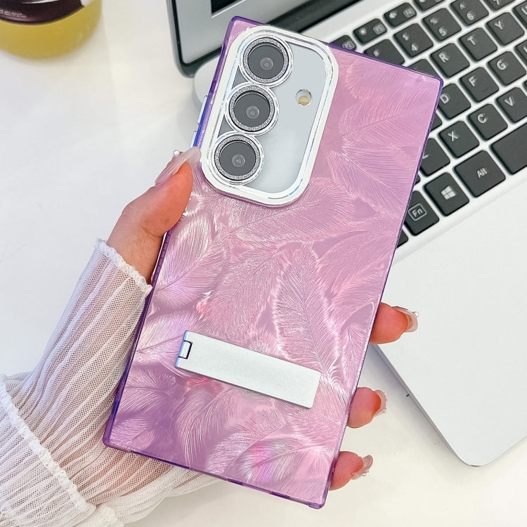 Plating Glitter Texture Fold Holder TPU Phone Case with Lens Film, Series 11