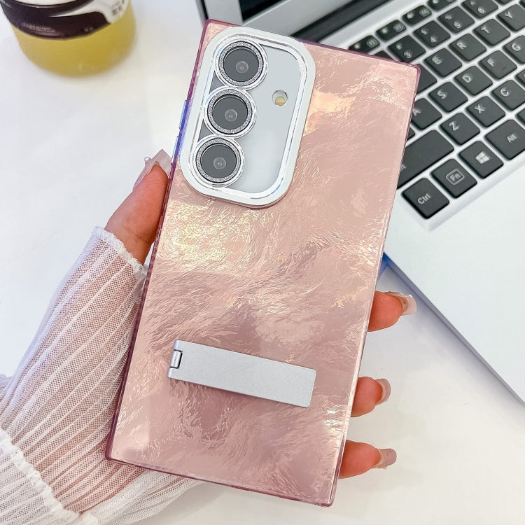 Plating Glitter Texture Fold Holder TPU Phone Case with Lens Film, Series 11