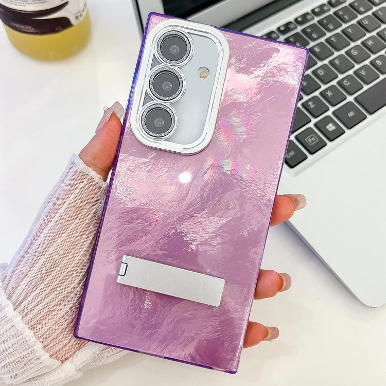 Plating Glitter Texture Fold Holder TPU Phone Case with Lens Film, Series 11