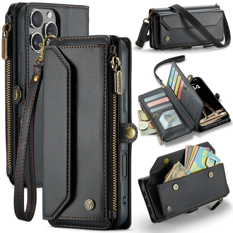 CaseMe C36 Card Slots Zipper Wallet RFID Anti-theft Leather Phone Case, For iPhone 16 Pro Max, For iPhone 16 Pro, For iPhone 16 Plus, For iPhone 16