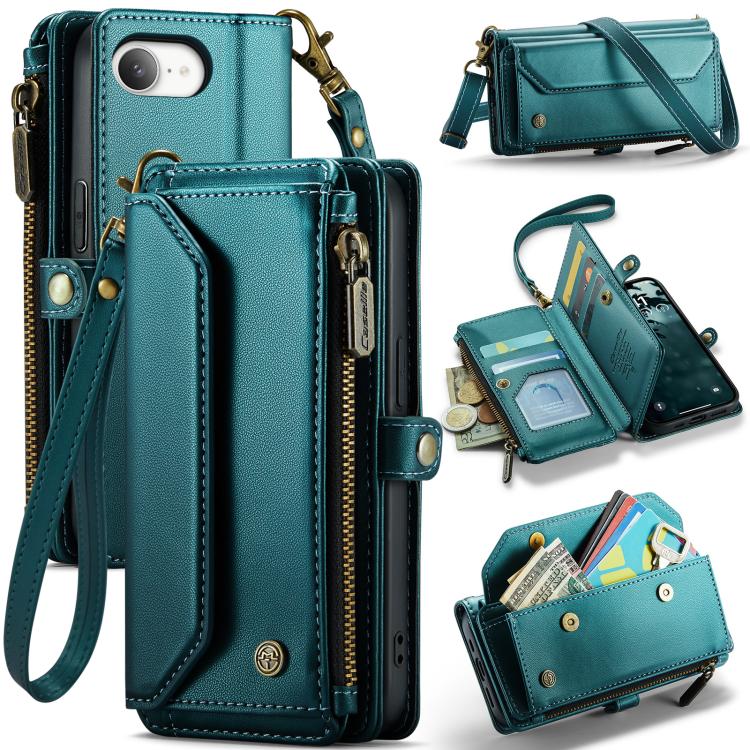 CaseMe C36 Card Slots Zipper Wallet RFID Anti-theft Leather Phone Case, For iPhone 16e, For iPhone 16 Pro Max, For iPhone 16 Pro, For iPhone 16 Plus