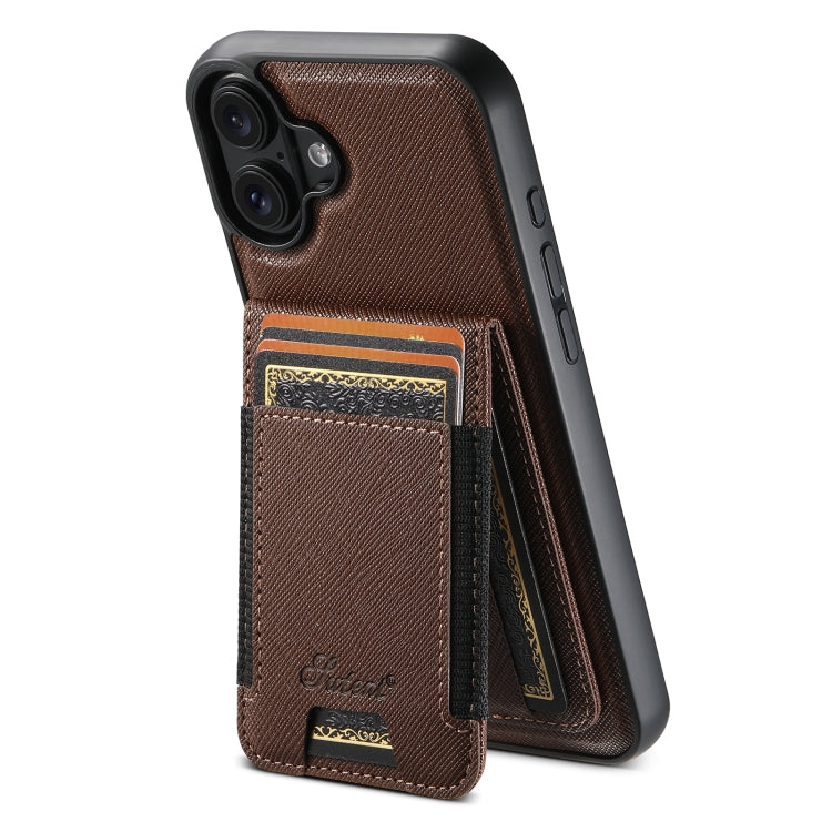 Suteni H17 Cross Grain Leather MagSafe Detachable Wallet Phone Case, For iPhone 16 Pro Max, For iPhone 16 Pro, For iPhone 16 Plus, For iPhone 16, For iPhone 15 Pro Max, For iPhone 15 Pro, For iPhone 15 Plus, For iPhone 15, For iPhone 14 Plus