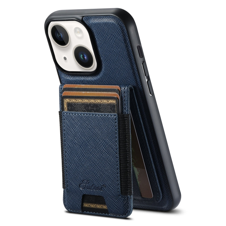 Suteni H17 Cross Grain Leather MagSafe Detachable Wallet Phone Case, For iPhone 16 Pro Max, For iPhone 16 Pro, For iPhone 16 Plus, For iPhone 16, For iPhone 15 Pro Max, For iPhone 15 Pro, For iPhone 15 Plus, For iPhone 15, For iPhone 14 Plus