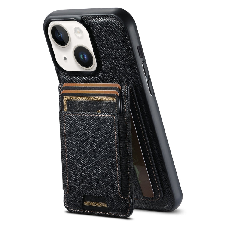 Suteni H17 Cross Grain Leather MagSafe Detachable Wallet Phone Case, For iPhone 16 Pro Max, For iPhone 16 Pro, For iPhone 16 Plus, For iPhone 16, For iPhone 15 Pro Max, For iPhone 15 Pro, For iPhone 15 Plus, For iPhone 15, For iPhone 14 Plus