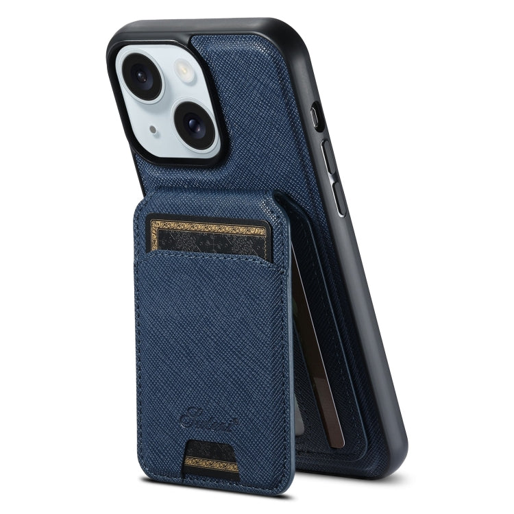 Suteni H18 Cross Grain MagSafe Wallet Leather Phone Case, For iPhone 16 Pro Max, For iPhone 16 Pro, For iPhone 16 Plus, For iPhone 16, For iPhone 15 Pro Max, For iPhone 15 Pro, For iPhone 15 Plus, For iPhone 15, For iPhone 14 Plus, For iPhone 14