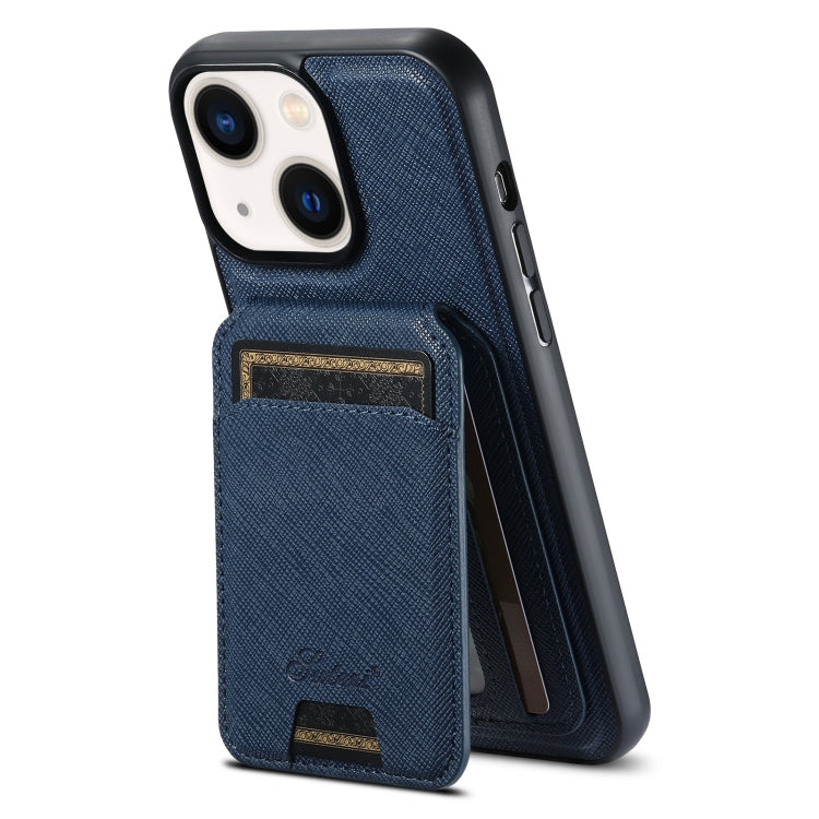 Suteni H18 Cross Grain MagSafe Wallet Leather Phone Case, For iPhone 16 Pro Max, For iPhone 16 Pro, For iPhone 16 Plus, For iPhone 16, For iPhone 15 Pro Max, For iPhone 15 Pro, For iPhone 15 Plus, For iPhone 15, For iPhone 14 Plus, For iPhone 14