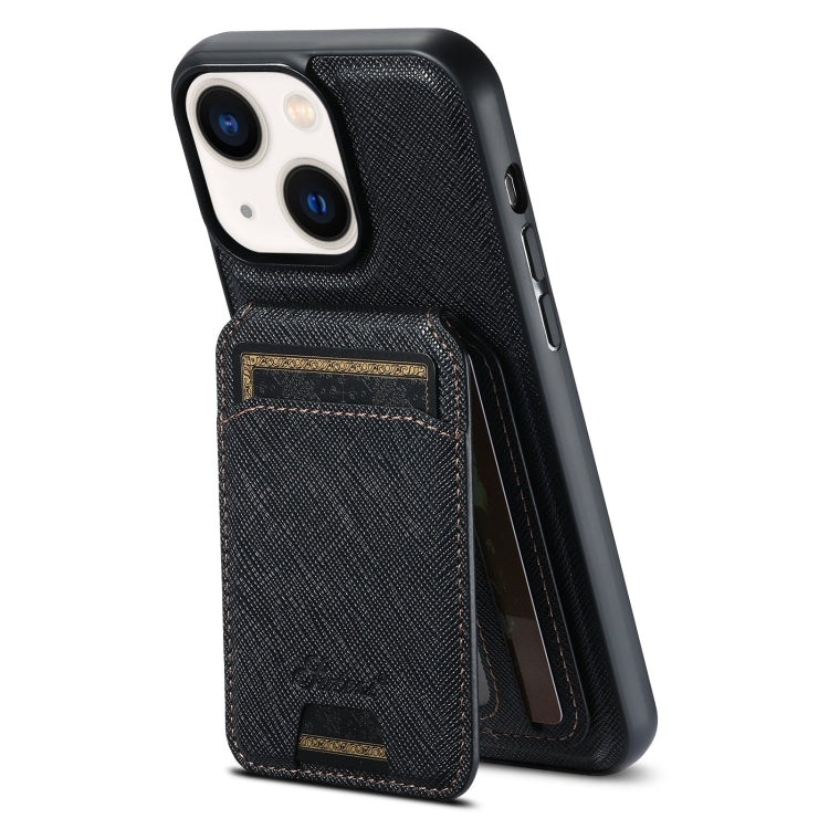 Suteni H18 Cross Grain MagSafe Wallet Leather Phone Case, For iPhone 16 Pro Max, For iPhone 16 Pro, For iPhone 16 Plus, For iPhone 16, For iPhone 15 Pro Max, For iPhone 15 Pro, For iPhone 15 Plus, For iPhone 15, For iPhone 14 Plus, For iPhone 14