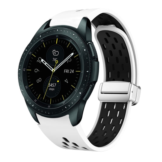 Two Color Magnetic Folding Silver Buckle Silicone Watch Band, For Samsung Galaxy Watch 42mm, For Samsung Gear S2 Classic