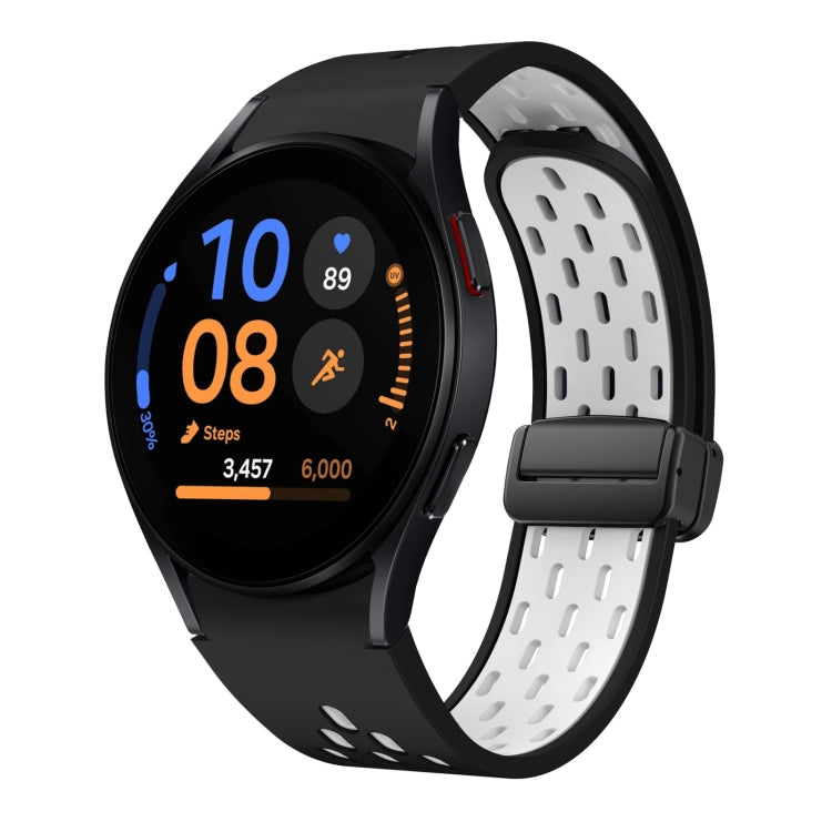 Two Color Magnetic Folding Black Buckle Silicone Watch Band