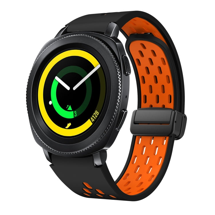 Two Color Magnetic Folding Black Buckle Silicone Watch Band