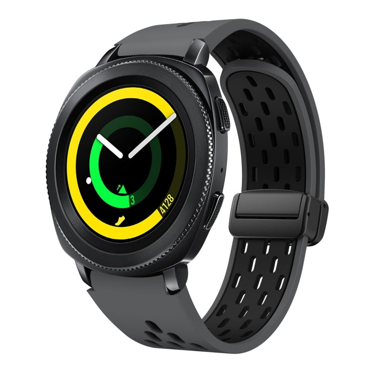 Two Color Magnetic Folding Black Buckle Silicone Watch Band