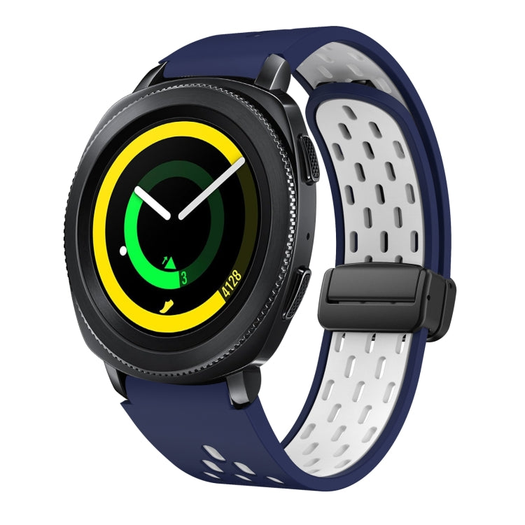 Two Color Magnetic Folding Black Buckle Silicone Watch Band