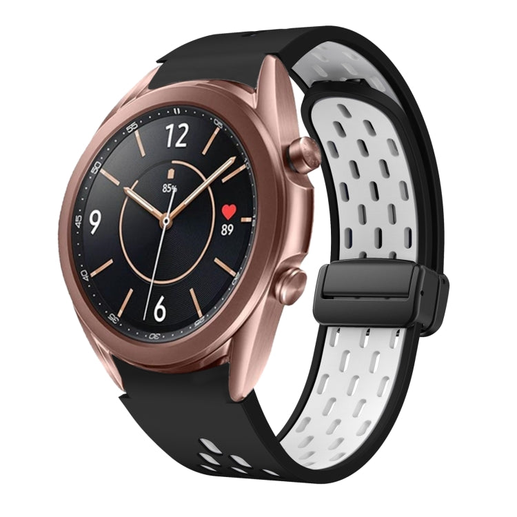 Two Color Magnetic Folding Black Buckle Silicone Watch Band