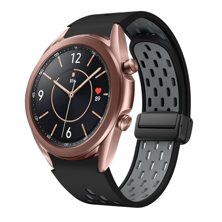 Two Color Magnetic Folding Black Buckle Silicone Watch Band