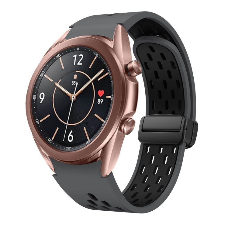 Two Color Magnetic Folding Black Buckle Silicone Watch Band