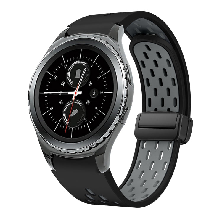 Two Color Magnetic Folding Black Buckle Silicone Watch Band