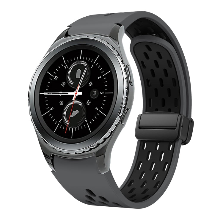 Two Color Magnetic Folding Black Buckle Silicone Watch Band