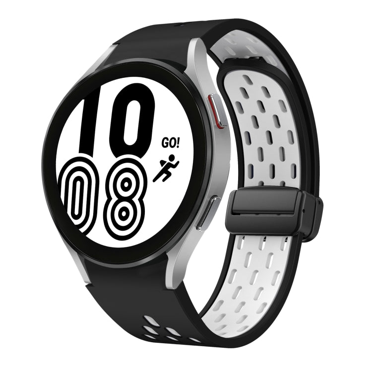 Two Color Magnetic Folding Black Buckle Silicone Watch Band