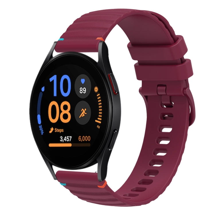 Wavy Dotted Stitched 20mm Silicone Watch Band, For Samsung Galaxy Watch FE 40mm, For Samsung Galaxy Watch 7 40 / 44mm