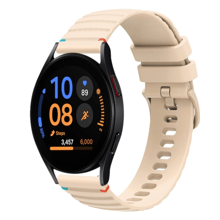 Wavy Dotted Stitched 20mm Silicone Watch Band, For Samsung Galaxy Watch FE 40mm, For Samsung Galaxy Watch 7 40 / 44mm