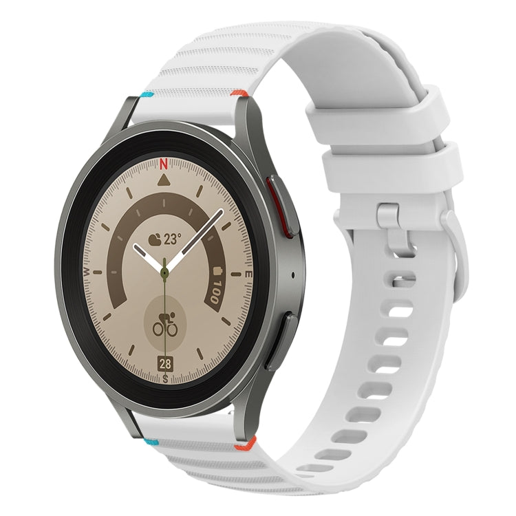 Wavy Dotted Stitched 20mm Silicone Watch Band, For Samsung Galaxy Watch 5 40 / 44mm, For Samsung Galaxy Watch 5 Pro 45mm
