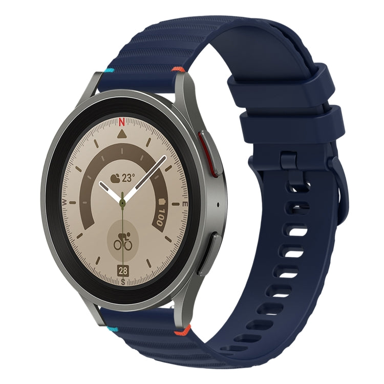 Wavy Dotted Stitched 20mm Silicone Watch Band, For Samsung Galaxy Watch 5 40 / 44mm, For Samsung Galaxy Watch 5 Pro 45mm