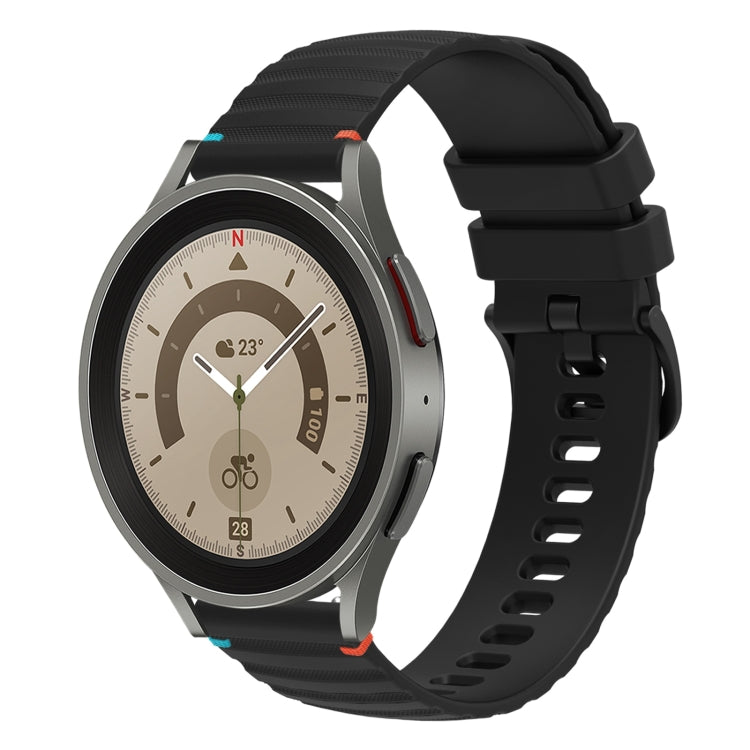 Wavy Dotted Stitched 20mm Silicone Watch Band, For Samsung Galaxy Watch 5 40 / 44mm, For Samsung Galaxy Watch 5 Pro 45mm