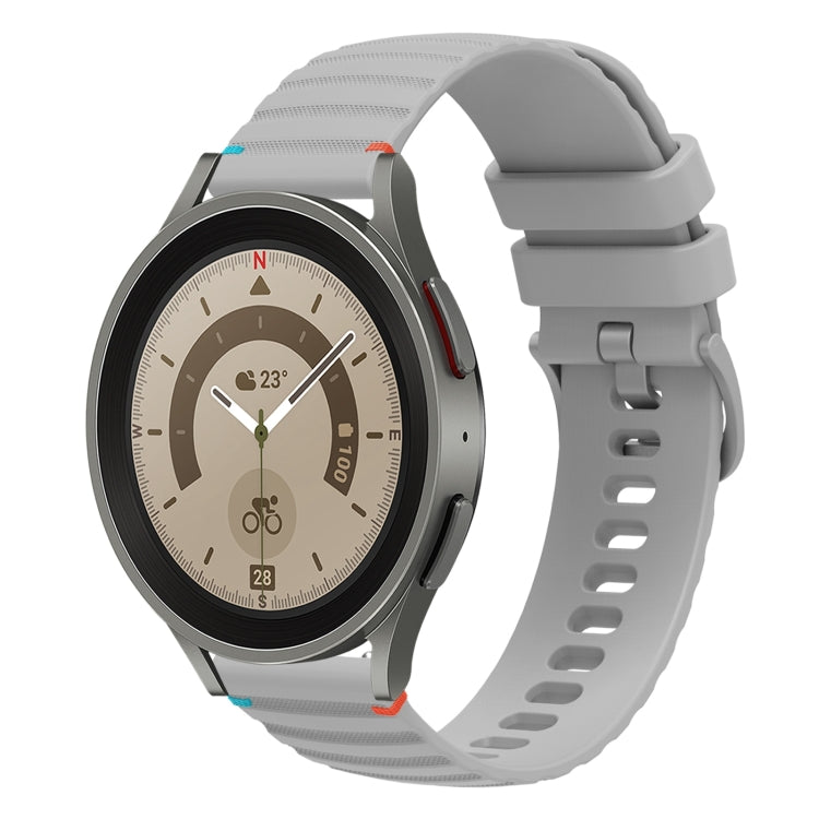 Wavy Dotted Stitched 20mm Silicone Watch Band, For Samsung Galaxy Watch 5 40 / 44mm, For Samsung Galaxy Watch 5 Pro 45mm