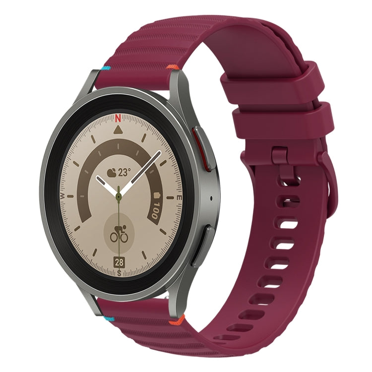 Wavy Dotted Stitched 20mm Silicone Watch Band, For Samsung Galaxy Watch 5 40 / 44mm, For Samsung Galaxy Watch 5 Pro 45mm