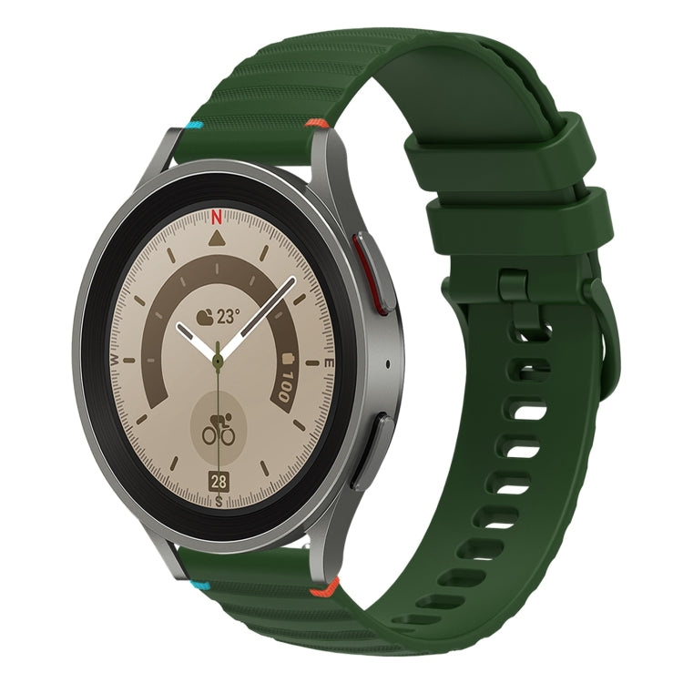 Wavy Dotted Stitched 20mm Silicone Watch Band, For Samsung Galaxy Watch 5 40 / 44mm, For Samsung Galaxy Watch 5 Pro 45mm