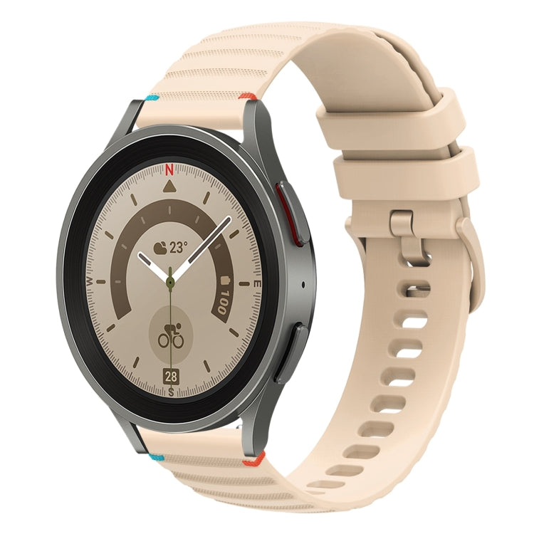 Wavy Dotted Stitched 20mm Silicone Watch Band, For Samsung Galaxy Watch 5 40 / 44mm, For Samsung Galaxy Watch 5 Pro 45mm