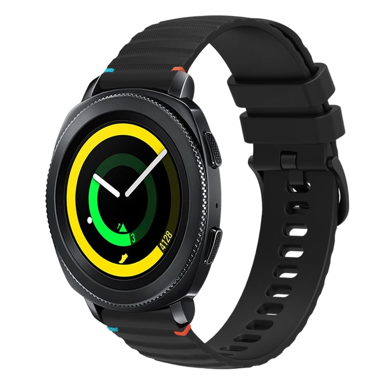 Wavy Dotted Stitched 20mm Silicone Watch Band, For Samsung Galaxy Gear Sport, For Samsung Galaxy Watch Active 2
