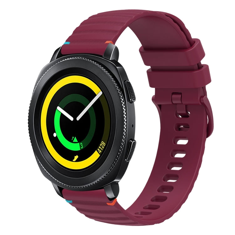 Wavy Dotted Stitched 20mm Silicone Watch Band, For Samsung Galaxy Gear Sport, For Samsung Galaxy Watch Active 2