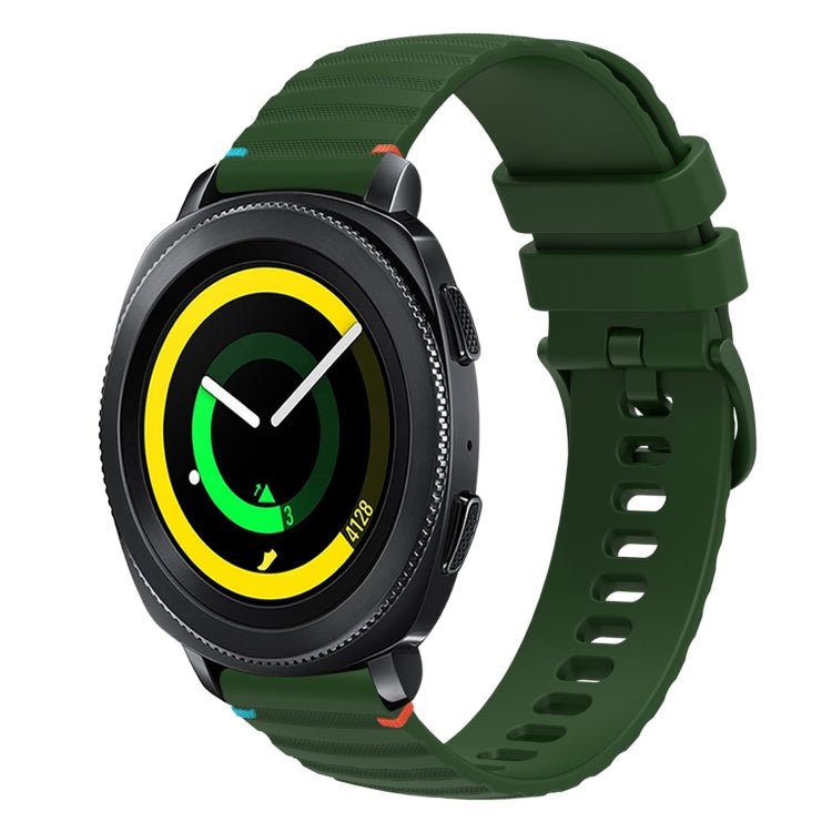 Wavy Dotted Stitched 20mm Silicone Watch Band, For Samsung Galaxy Gear Sport, For Samsung Galaxy Watch Active 2