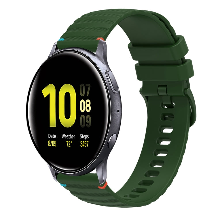 Wavy Dotted Stitched 20mm Silicone Watch Band, For Samsung Galaxy Gear Sport, For Samsung Galaxy Watch Active 2