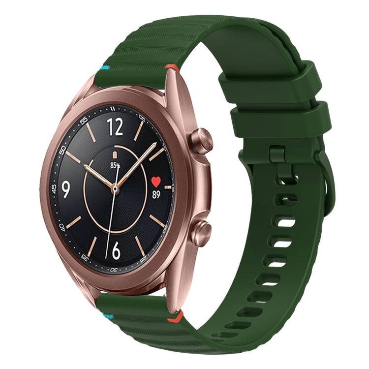 Wavy Dotted Stitched 20mm Silicone Watch Band, For Samsung Galaxy Watch3 41mm, For Samsung Galaxy Watch Active