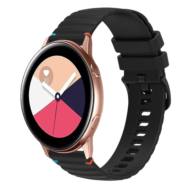 Wavy Dotted Stitched 20mm Silicone Watch Band, For Samsung Galaxy Watch3 41mm, For Samsung Galaxy Watch Active