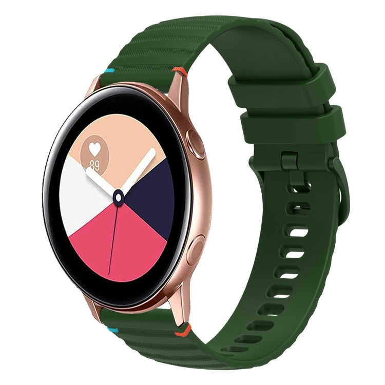 Wavy Dotted Stitched 20mm Silicone Watch Band, For Samsung Galaxy Watch3 41mm, For Samsung Galaxy Watch Active