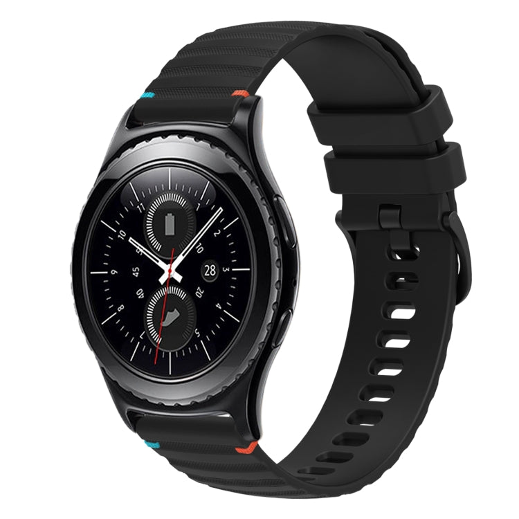 Wavy Dotted Stitched 20mm Silicone Watch Band, For Samsung Galaxy Watch 42mm, For Samsung Gear S2 Classic
