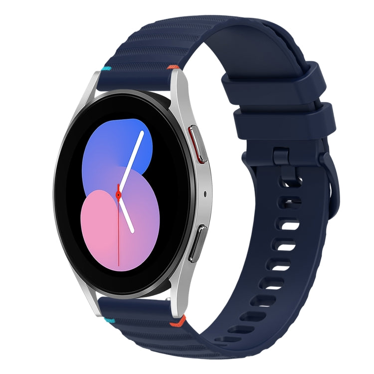Wavy Dotted Stitched 20mm Silicone Watch Band, For Samsung Galaxy Watch 5 40 / 44mm, For Samsung Galaxy Watch 5 Pro 45mm