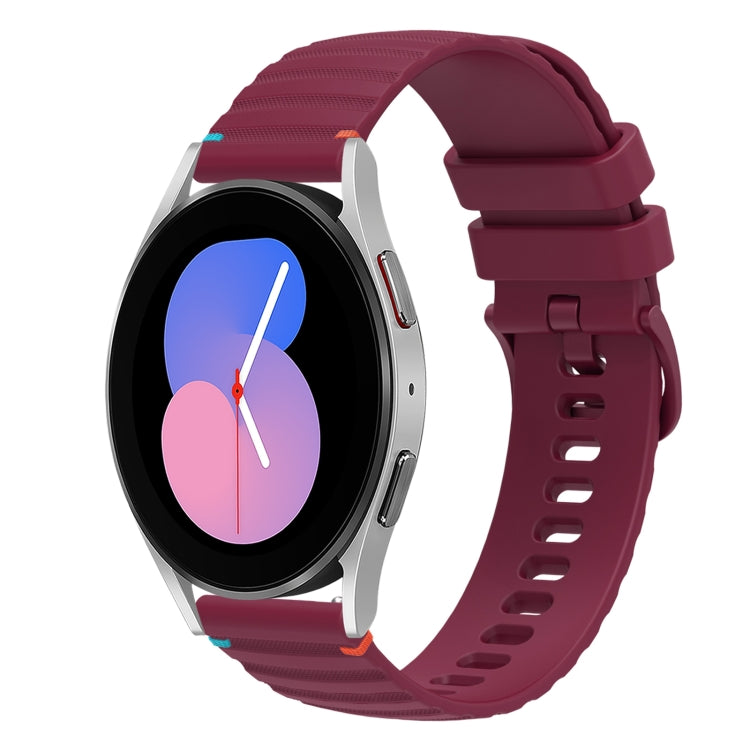 Wavy Dotted Stitched 20mm Silicone Watch Band, For Samsung Galaxy Watch 5 40 / 44mm, For Samsung Galaxy Watch 5 Pro 45mm
