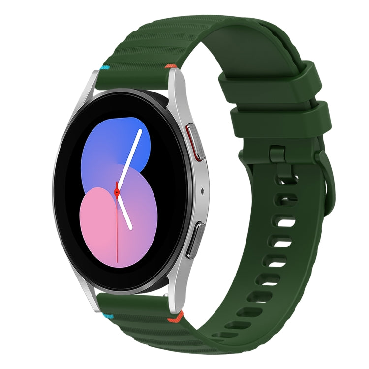 Wavy Dotted Stitched 20mm Silicone Watch Band, For Samsung Galaxy Watch 5 40 / 44mm, For Samsung Galaxy Watch 5 Pro 45mm