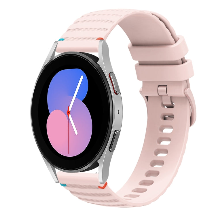 Wavy Dotted Stitched 20mm Silicone Watch Band, For Samsung Galaxy Watch 5 40 / 44mm, For Samsung Galaxy Watch 5 Pro 45mm