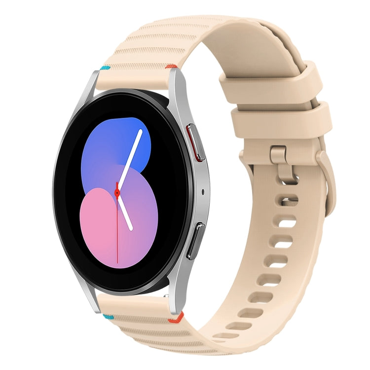 Wavy Dotted Stitched 20mm Silicone Watch Band, For Samsung Galaxy Watch 5 40 / 44mm, For Samsung Galaxy Watch 5 Pro 45mm