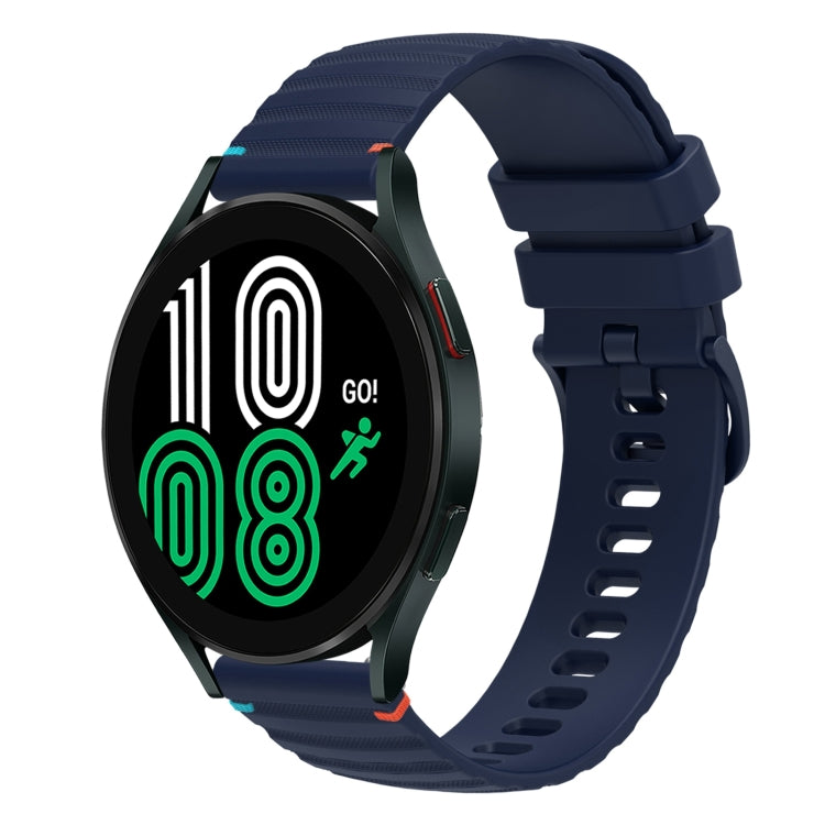 Wavy Dotted Stitched 20mm Silicone Watch Band, For Samsung Galaxy Watch 4 40 / 44mm, For Samsung Galaxy Watch 4 Classic 42 / 46mm