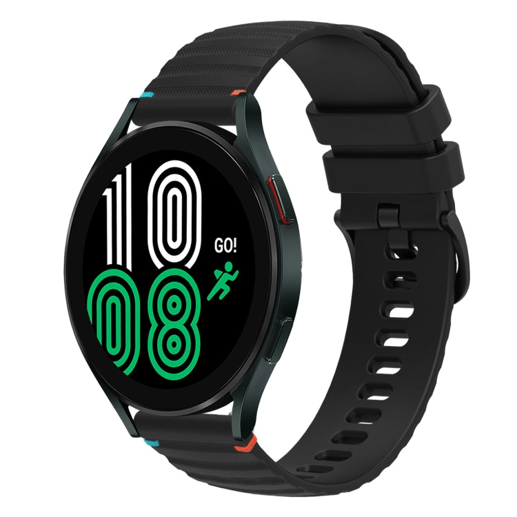 Wavy Dotted Stitched 20mm Silicone Watch Band, For Samsung Galaxy Watch 4 40 / 44mm, For Samsung Galaxy Watch 4 Classic 42 / 46mm