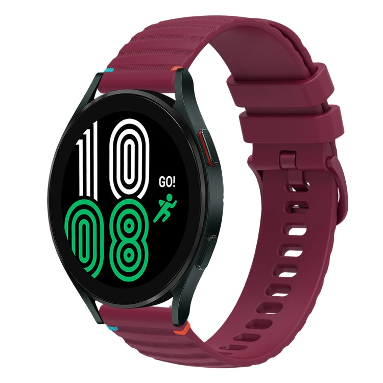 Wavy Dotted Stitched 20mm Silicone Watch Band, For Samsung Galaxy Watch 4 40 / 44mm, For Samsung Galaxy Watch 4 Classic 42 / 46mm