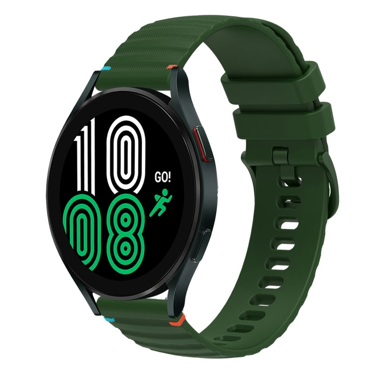 Wavy Dotted Stitched 20mm Silicone Watch Band, For Samsung Galaxy Watch 4 40 / 44mm, For Samsung Galaxy Watch 4 Classic 42 / 46mm