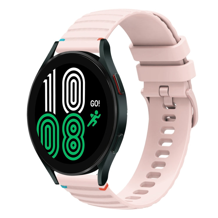 Wavy Dotted Stitched 20mm Silicone Watch Band, For Samsung Galaxy Watch 4 40 / 44mm, For Samsung Galaxy Watch 4 Classic 42 / 46mm